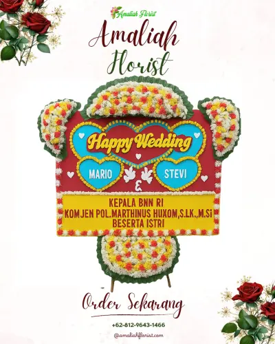 Karangan Papan Bunga Pernikahan di Rejomulyo